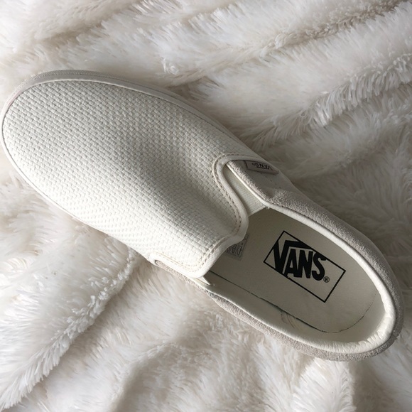 woven check slip on vans